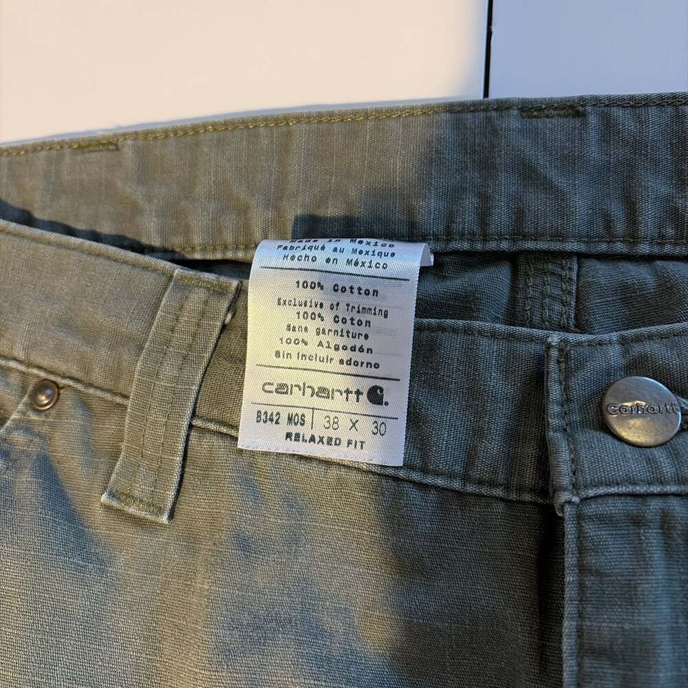 Vintage Carhartt Mens Olive Utility Carpenter Pants 36x30 - Picture 4 of 7